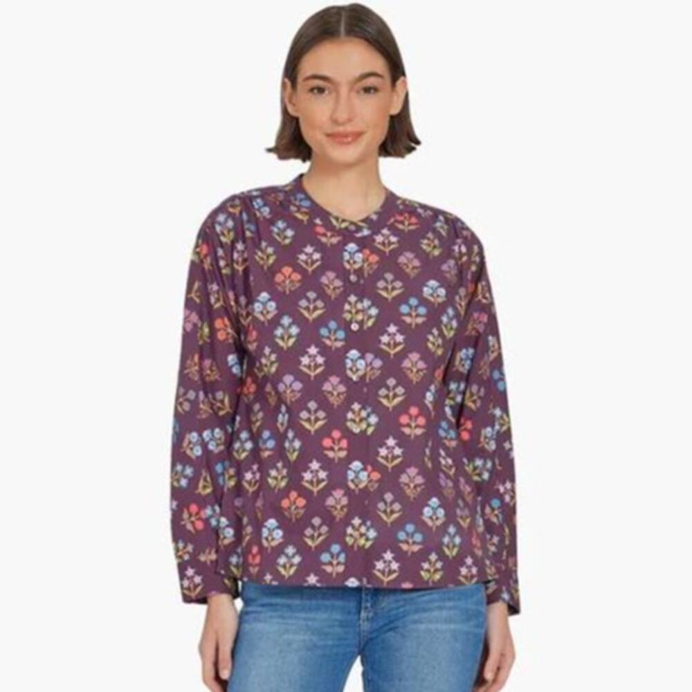 LIVRO Bradley Shirt Holiday Flowers Cotton Long Sleeve S NWT Cottagecore Whimsy
